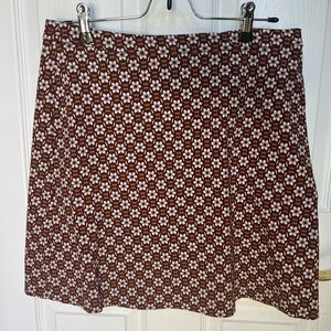 Margaret M Burgzndy and Brown and White Mini Skirt